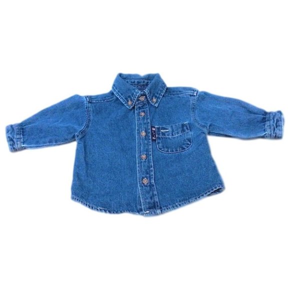 'Lil 66' Route 66 Toddler Front Pocket Button Down Collar Blue Denim Jacket 12M - Picture 15 of 16